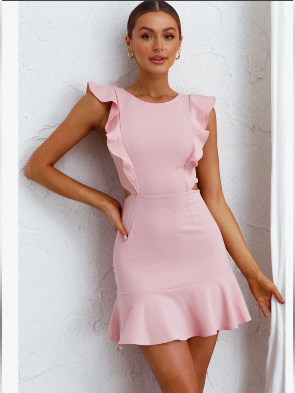 Selfie Leslie Jackie Wide Ruffle Hem Pinafore Dress